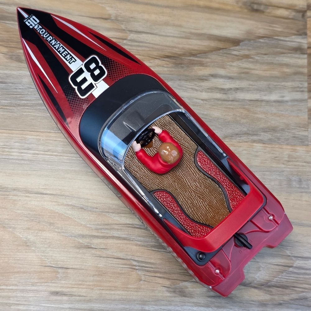 🩵NIB Red & Black Hi-Speed Racing Remote Control LED Lit Speedboat - Picture 8 of 13